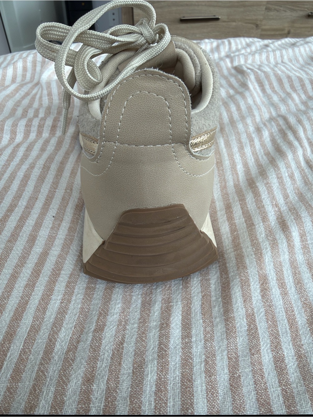 Dolce Vita Beige with Gold Accent Lace-Up Sneakers